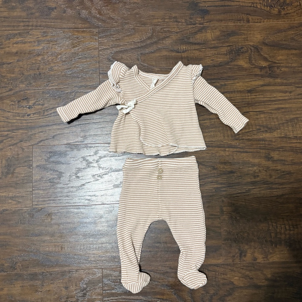 Striped Baby Outfit with Ruffle Details